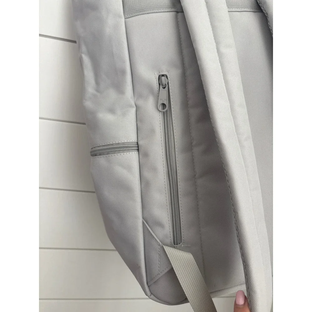 M.H.a Gray Canvas Laptop Backpack Minimalist Commuter Bag with Buckle Flap